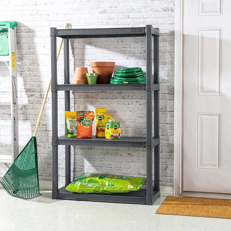 Sterilite 4 Shelf Unit, Heavy-Duty Shelving Storage and Utility Rack - Standing Plastic Organizer Shelves for Kitchen, Bathroom, and Garage - Image 5